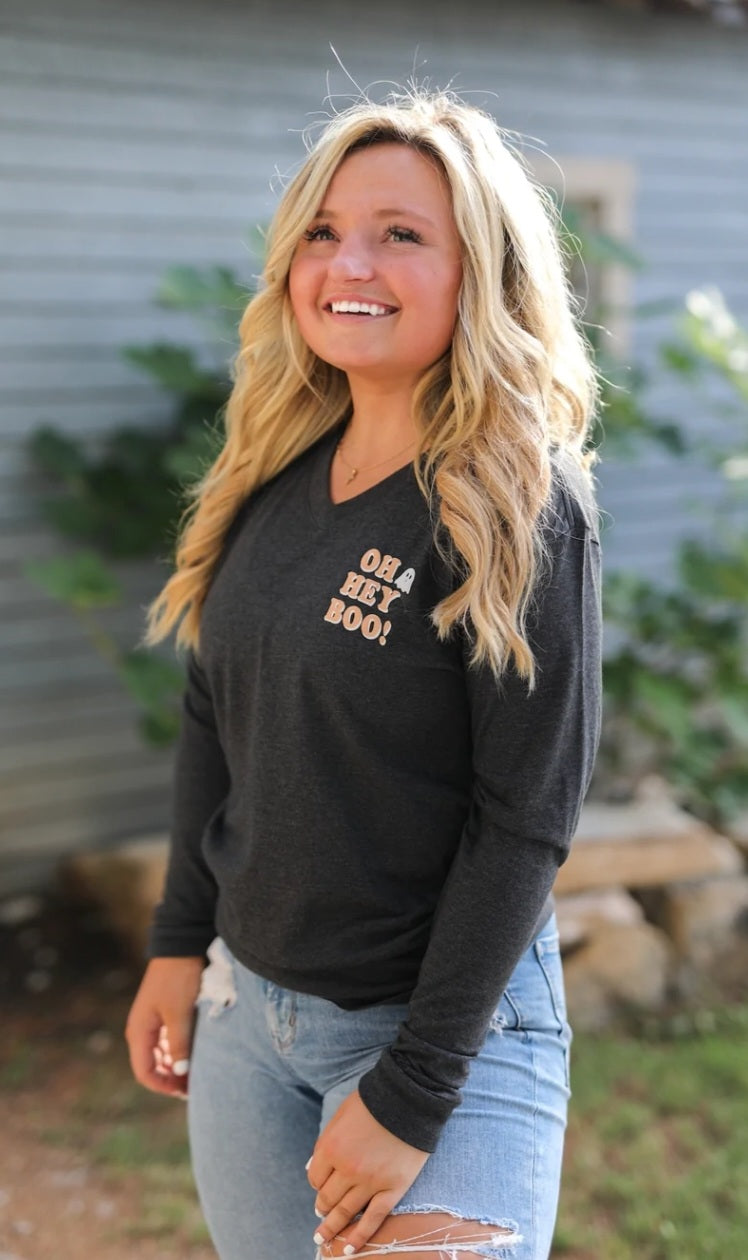 Long Sleeve/Crew Puff Print Halloween Shirt