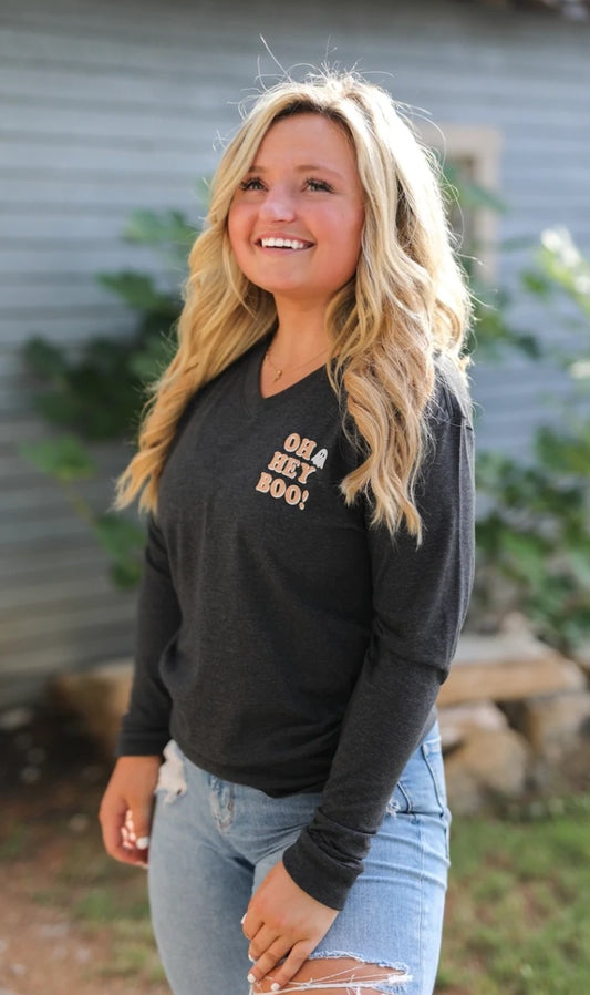 Long Sleeve/Crew Puff Print Halloween Shirt