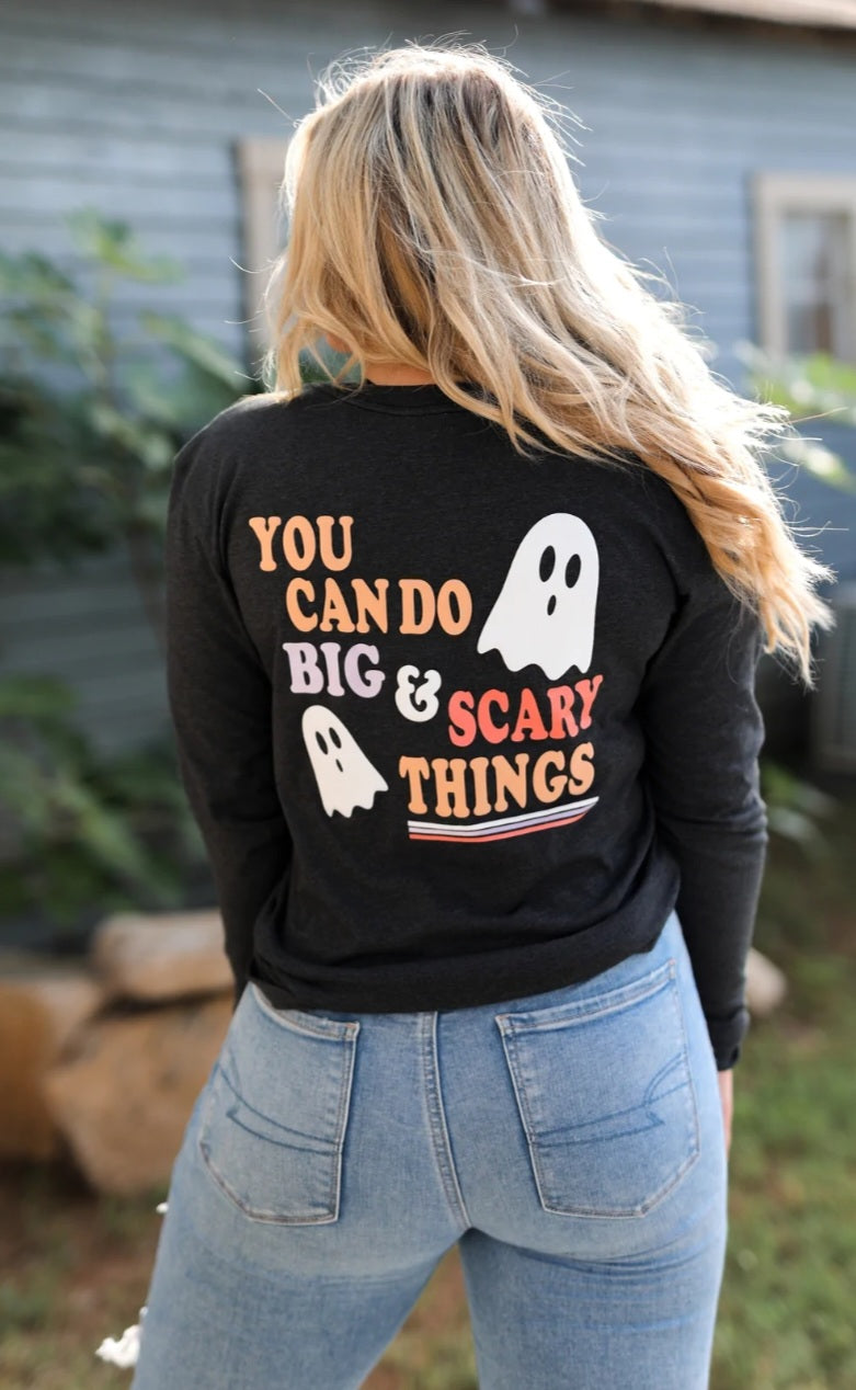 Long Sleeve/Crew Puff Print Halloween Shirt