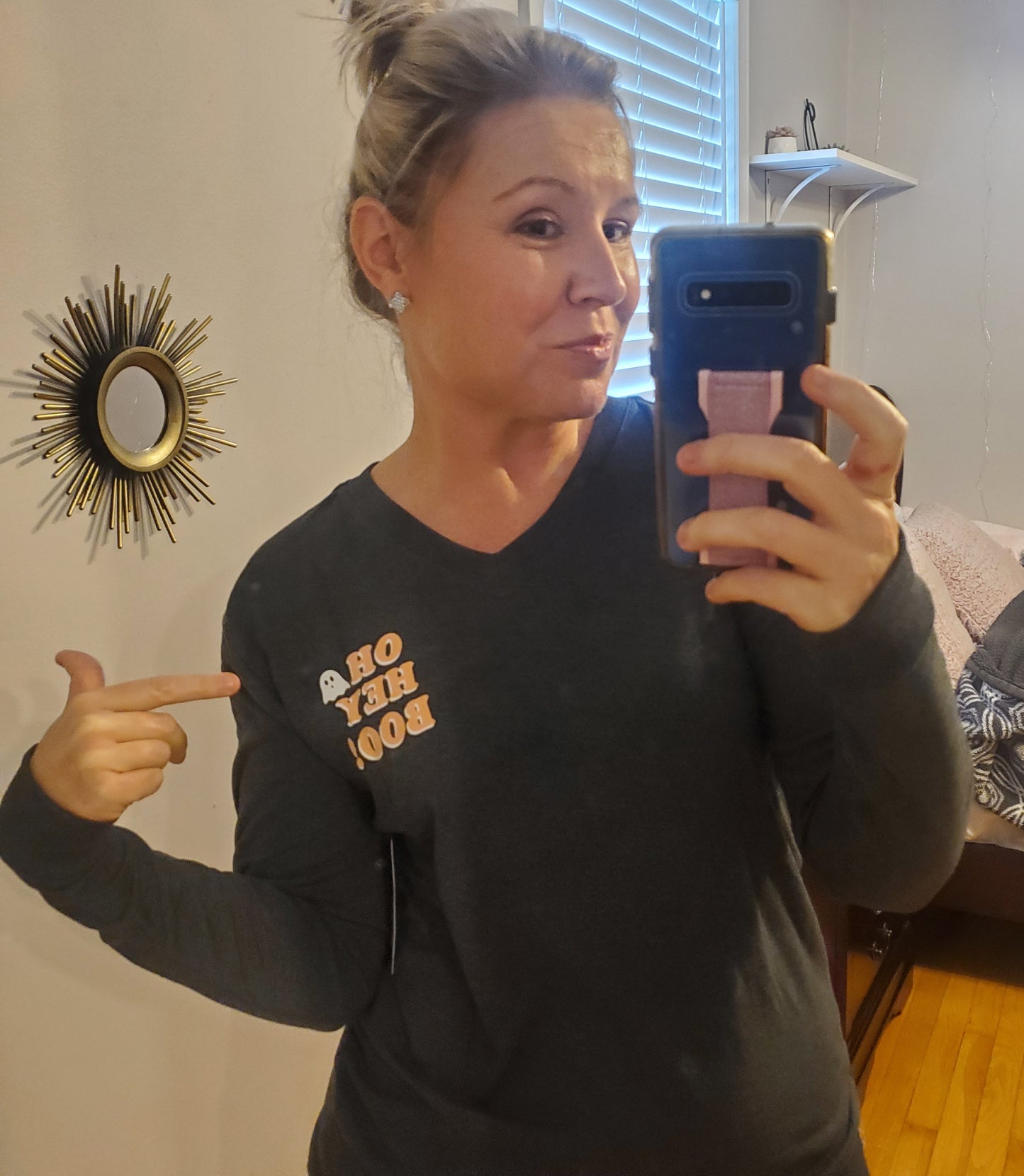 Long Sleeve/Crew Puff Print Halloween Shirt