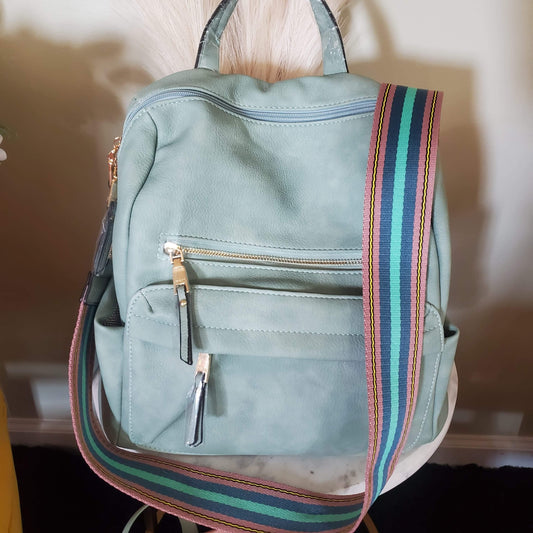 Teal backpack purse