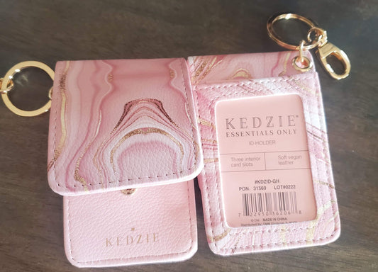 Pink Marble Keychain Card Holder